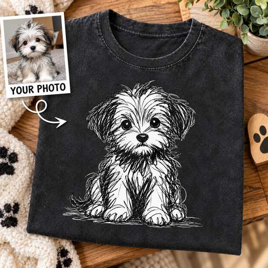 Custom Pet Sketch T-Shirt – Personalized Portrait From Your Photo
