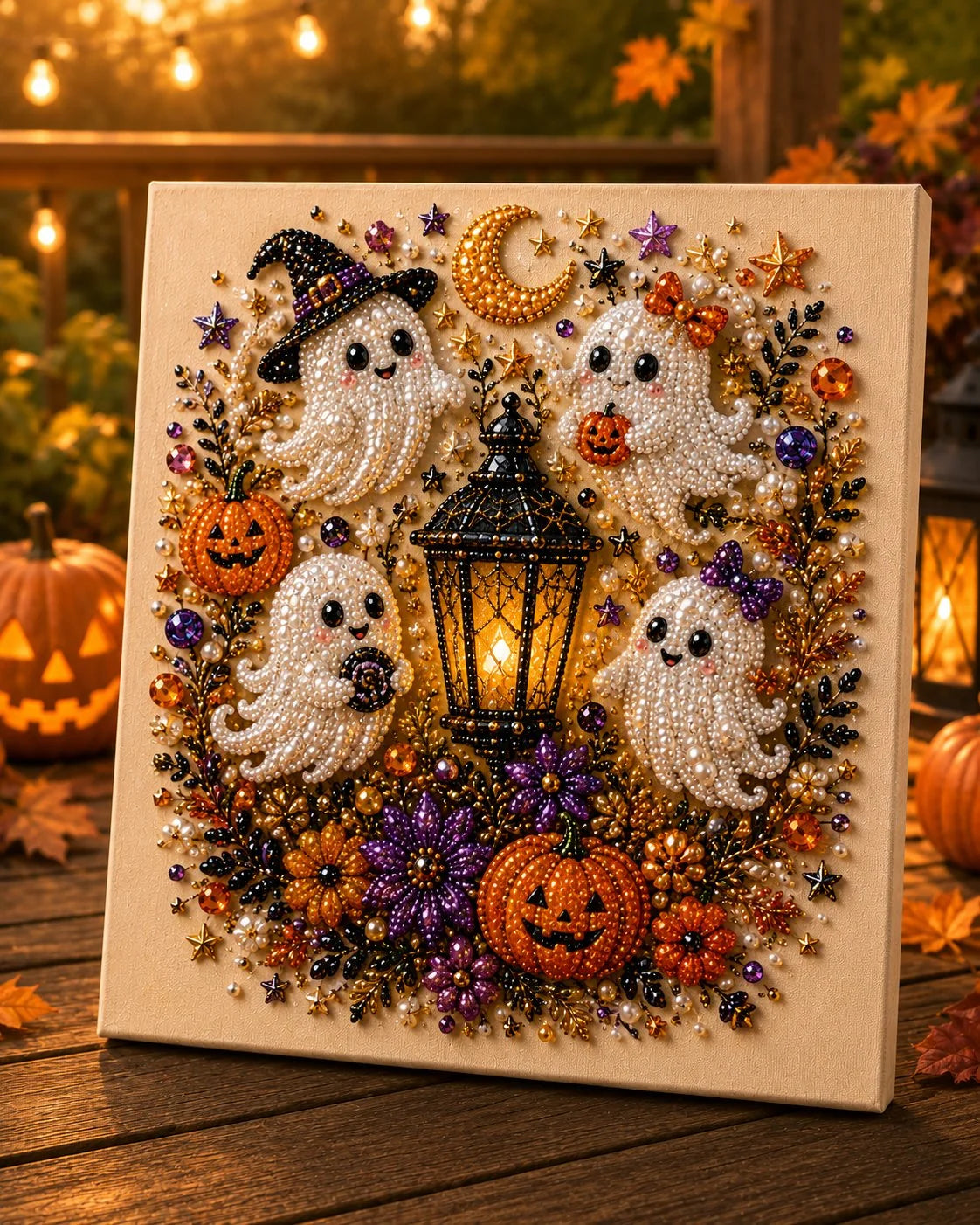 🎃 Set de bricolaj „Halloween Pearl Art” – Nu e nevoie de abilități de pictură, trebuie doar să potrivești și să așezi perlele.