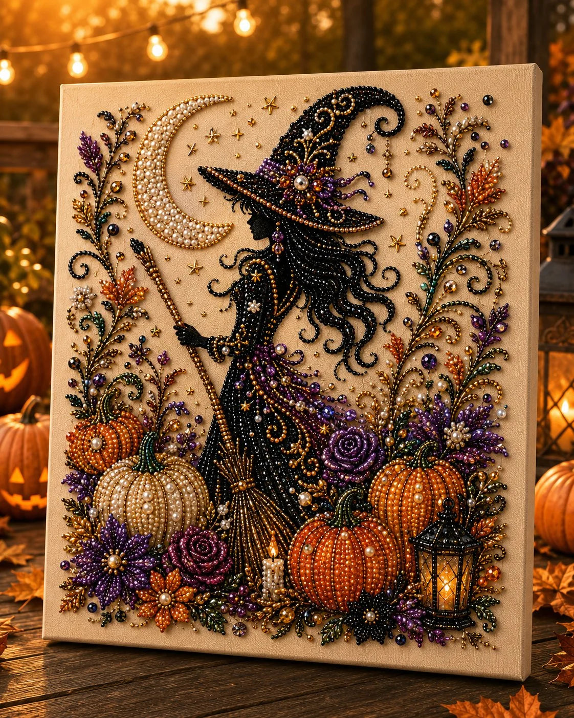 🎃 Set de bricolaj „Halloween Pearl Art” – Nu e nevoie de abilități de pictură, trebuie doar să potrivești și să așezi perlele.
