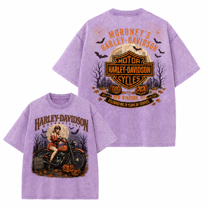 Retro Washed Girl Davidson Pattern T-shirt