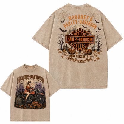 Retro Washed Girl Davidson Pattern T-shirt