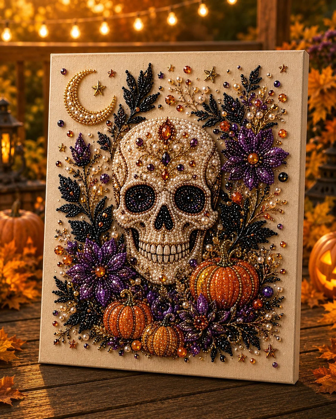 🎃 Set de bricolaj „Halloween Pearl Art” – Nu e nevoie de abilități de pictură, trebuie doar să potrivești și să așezi perlele.