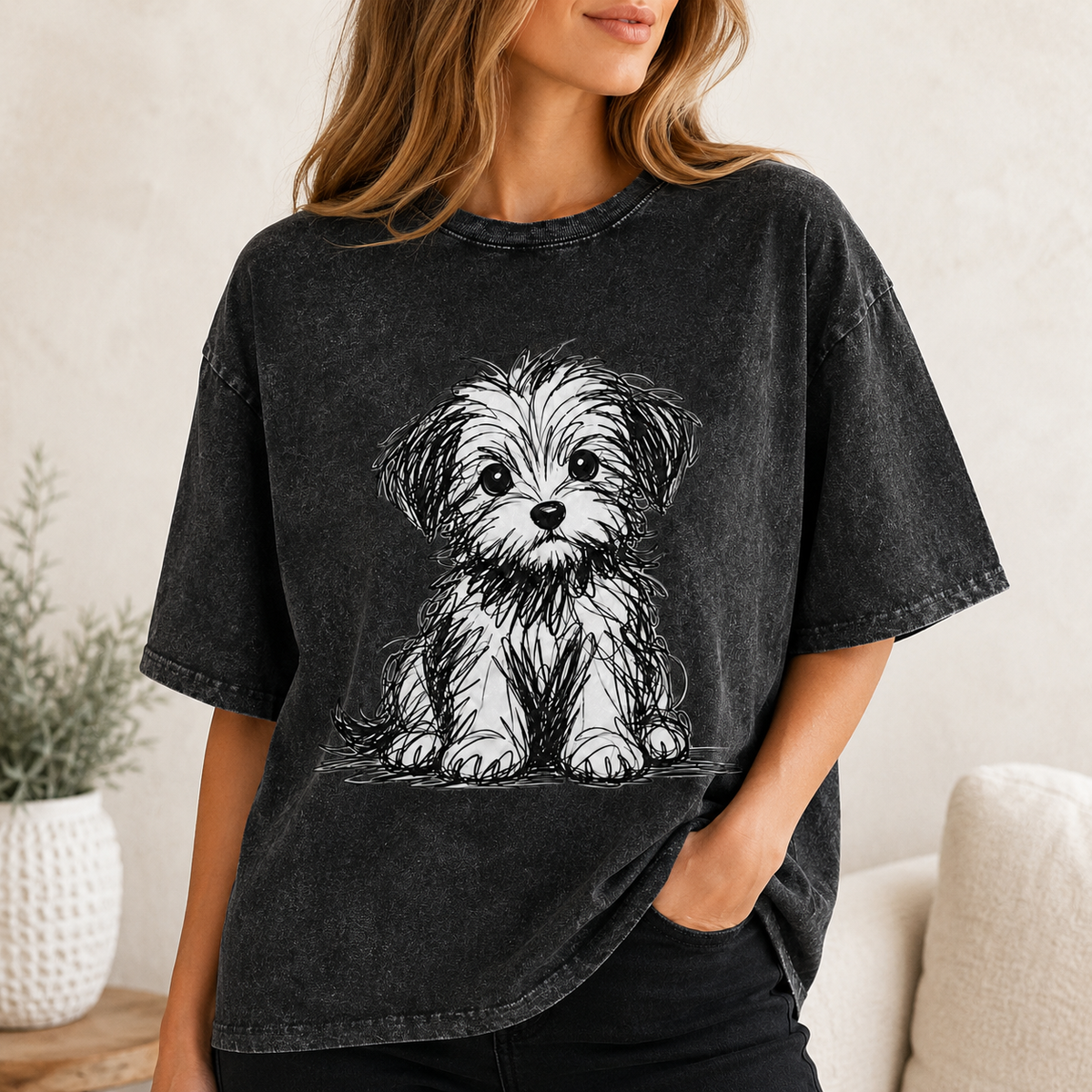 Vintage Puppy Sketch Graphic Tee