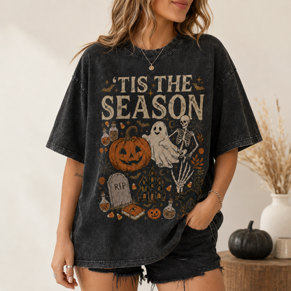 Retro Halloween Comfortable Color Shirt Skull Ghost DTG Print T-shirt