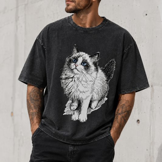 Blue-Eyed Cat Vintage Graphic Tee