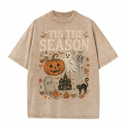 Retro Halloween Comfortable Color Shirt Skull Ghost DTG Print T-shirt