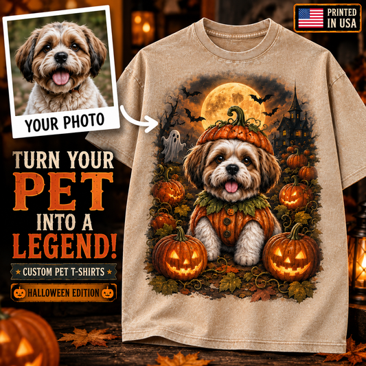 Custom Pet Pumpkin Pup T-Shirt – Personalized From Your Photo