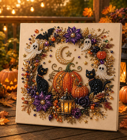 🎃 Set de bricolaj „Halloween Pearl Art” – Nu e nevoie de abilități de pictură, trebuie doar să potrivești și să așezi perlele.