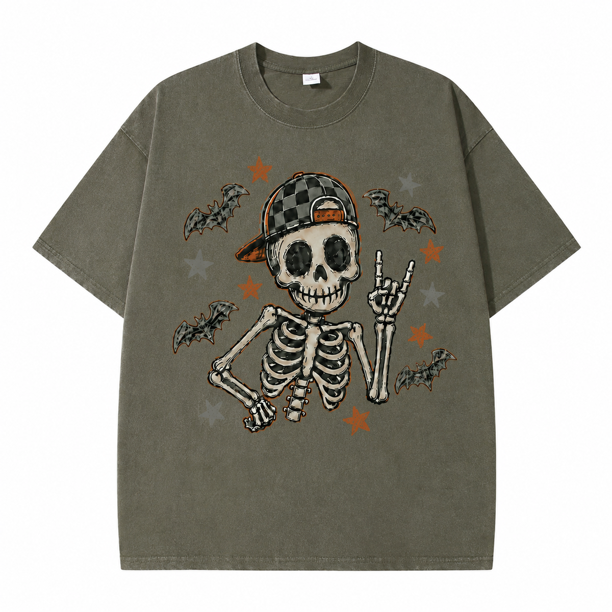 Vintage Rock Skeleton Halloween Graphic Tee