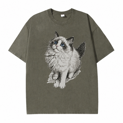Blue-Eyed Cat Vintage Graphic Tee