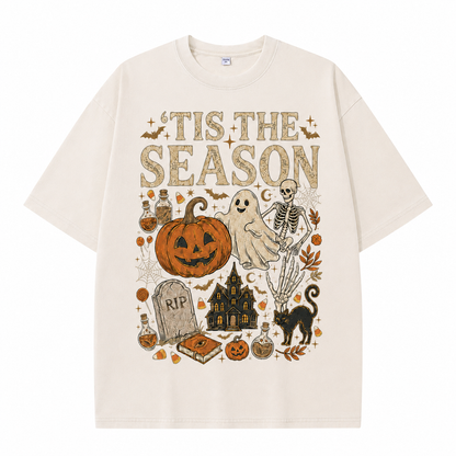Retro Halloween Comfortable Color Shirt Skull Ghost DTG Print T-shirt
