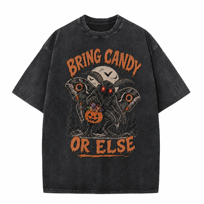 Apportez des bonbons ou sinon T-shirt vintage d'Halloween Mothman