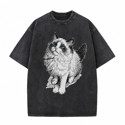 Blue-Eyed Cat Vintage Graphic Tee