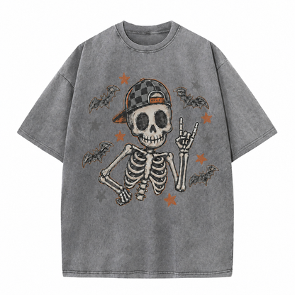 Vintage Rock Skeleton Halloween Graphic Tee