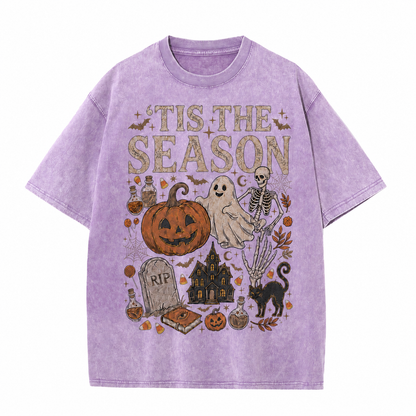 Retro Halloween Comfortable Color Shirt Skull Ghost DTG Print T-shirt