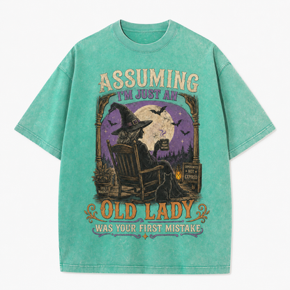 T-shirt « Croire que je suis juste une vieille dame a été votre première erreur »