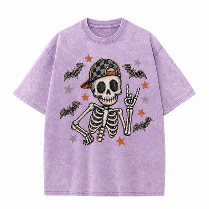 Vintage Rock Skeleton Halloween Graphic Tee
