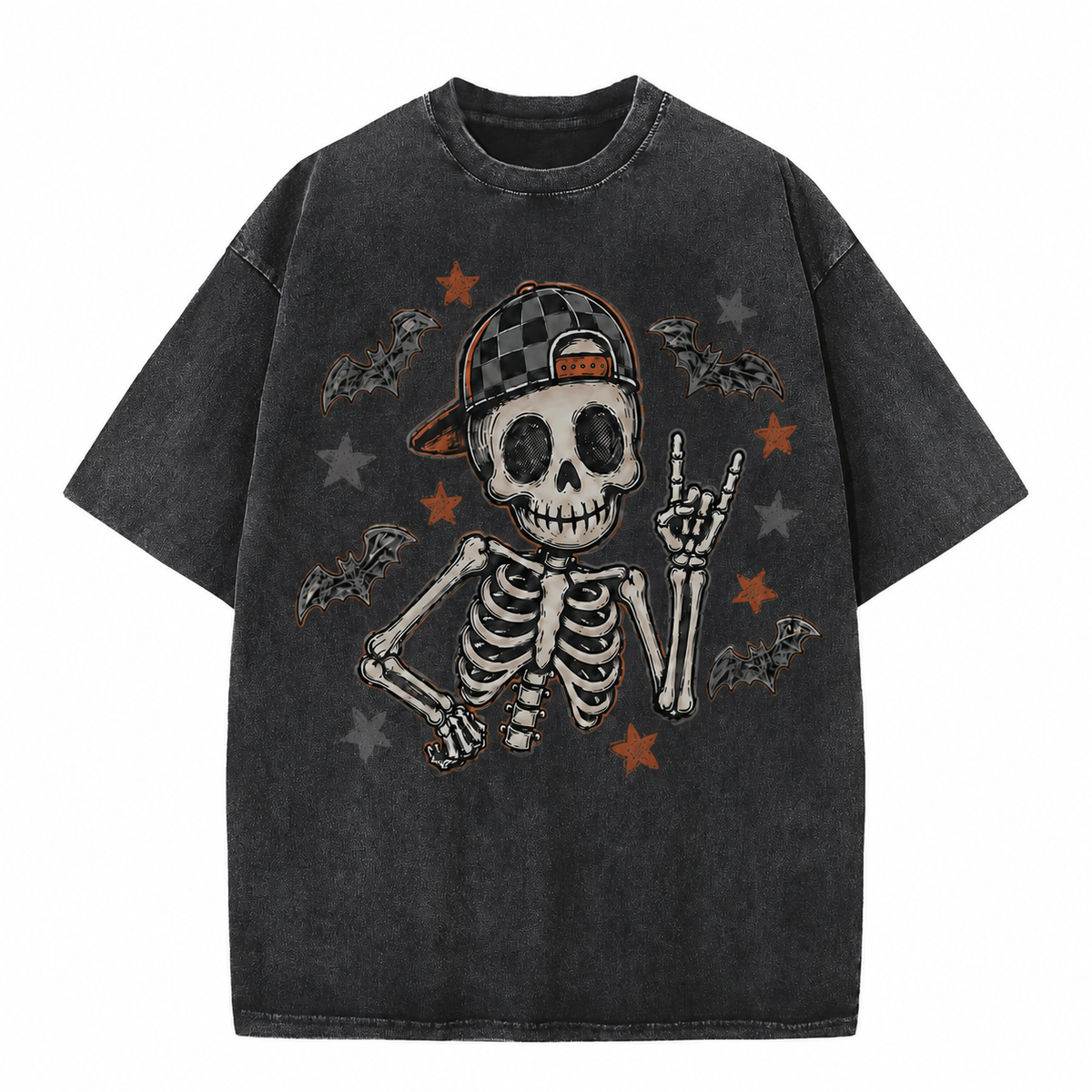 Vintage Rock Skeleton Halloween Graphic Tee