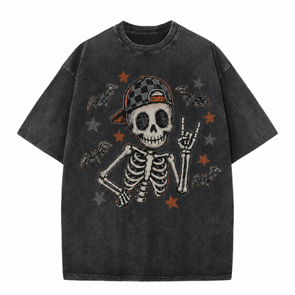 Vintage Rock Skeleton Halloween Graphic Tee