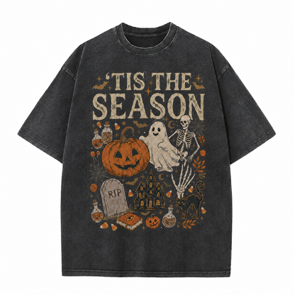 Retro Halloween Comfortable Color Shirt Skull Ghost DTG Print T-shirt