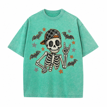 Vintage Rock Skeleton Halloween Graphic Tee