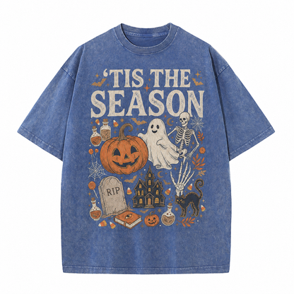 Retro Halloween Comfortable Color Shirt Skull Ghost DTG Print T-shirt
