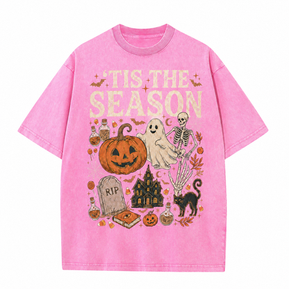 Retro Halloween Comfortable Color Shirt Skull Ghost DTG Print T-shirt