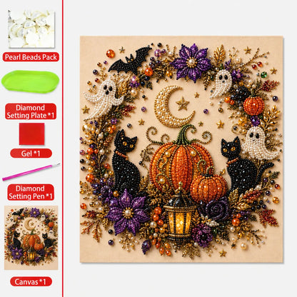 🎃 Set de bricolaj „Halloween Pearl Art” – Nu e nevoie de abilități de pictură, trebuie doar să potrivești și să așezi perlele.